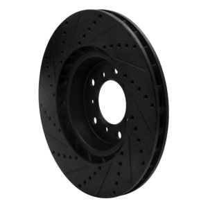 BMW M3 Brake Rotor (1) - Left Front - R1 Concepts - Drilled & Slotted - Black - `01-`06